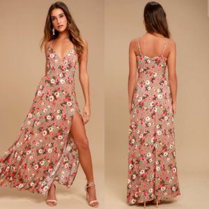 Lulu’s Everlasting Bliss Blush Floral Maxi Dress